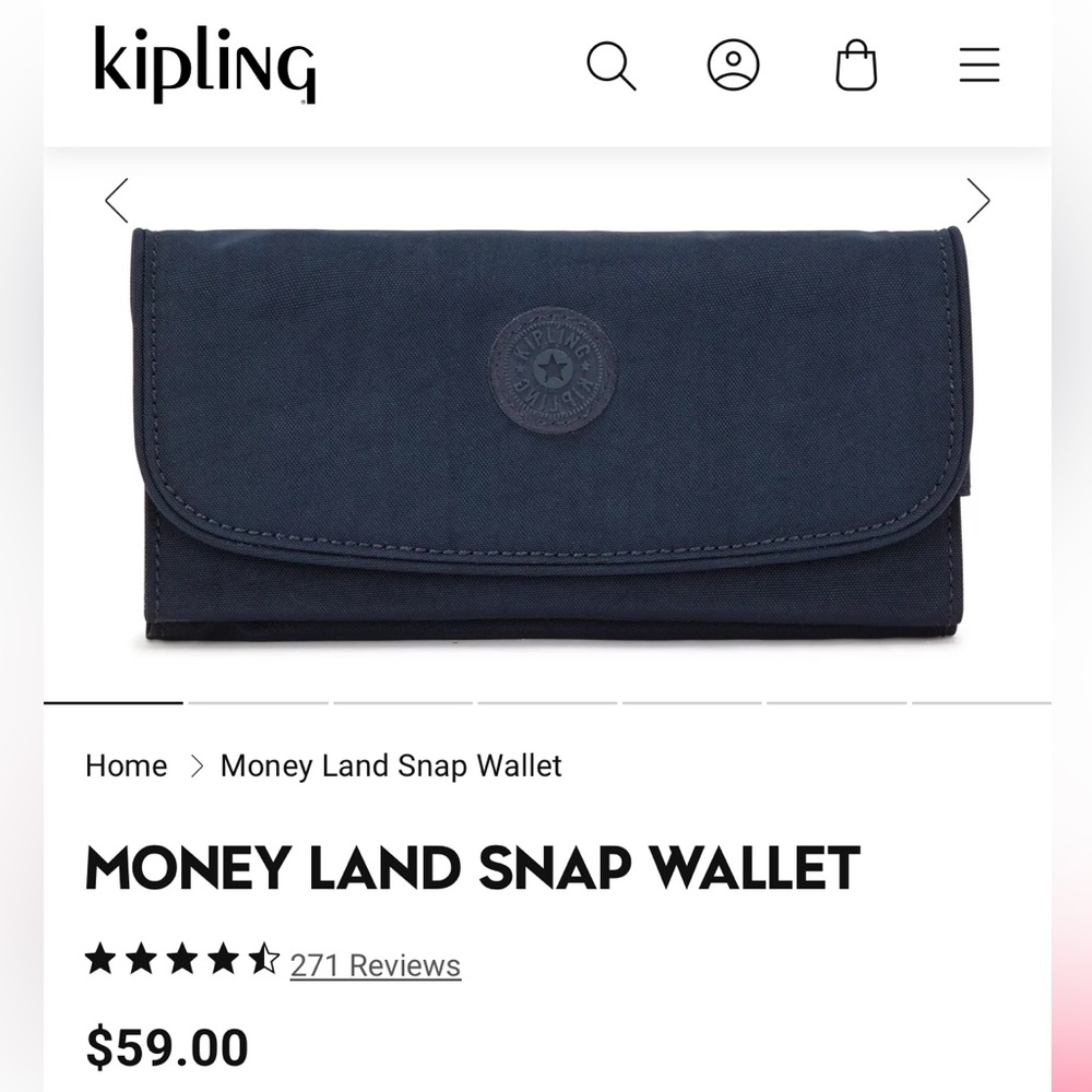 Kipling Navy Snap Wallet